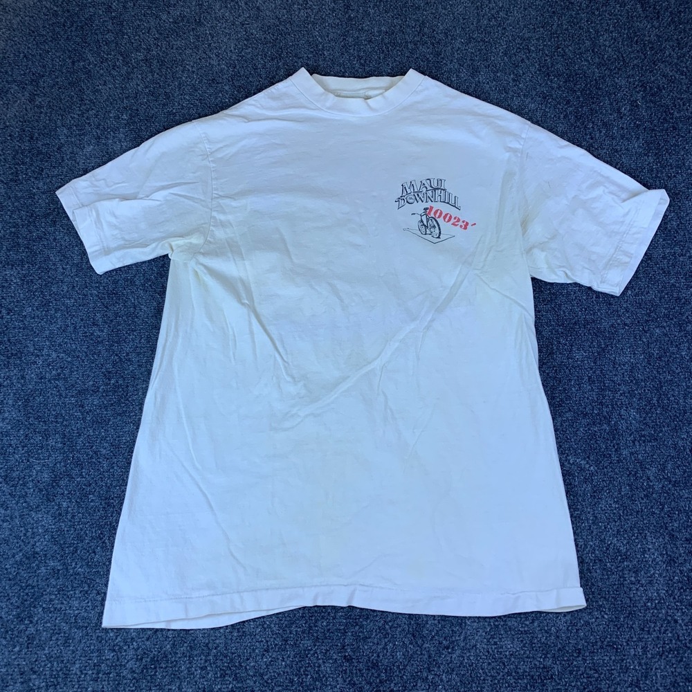Vintage Hanes Beefy T Shirt Mens L(42-44) White Cotton Graphic Maui Downhill